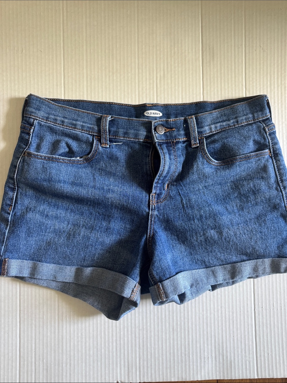 Old Navy Women's Denim Roll-Cuff Shorts - Dark Blue
